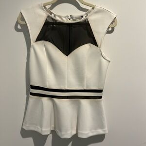 Guess Peplum Sleeveless Blouse White Sz M